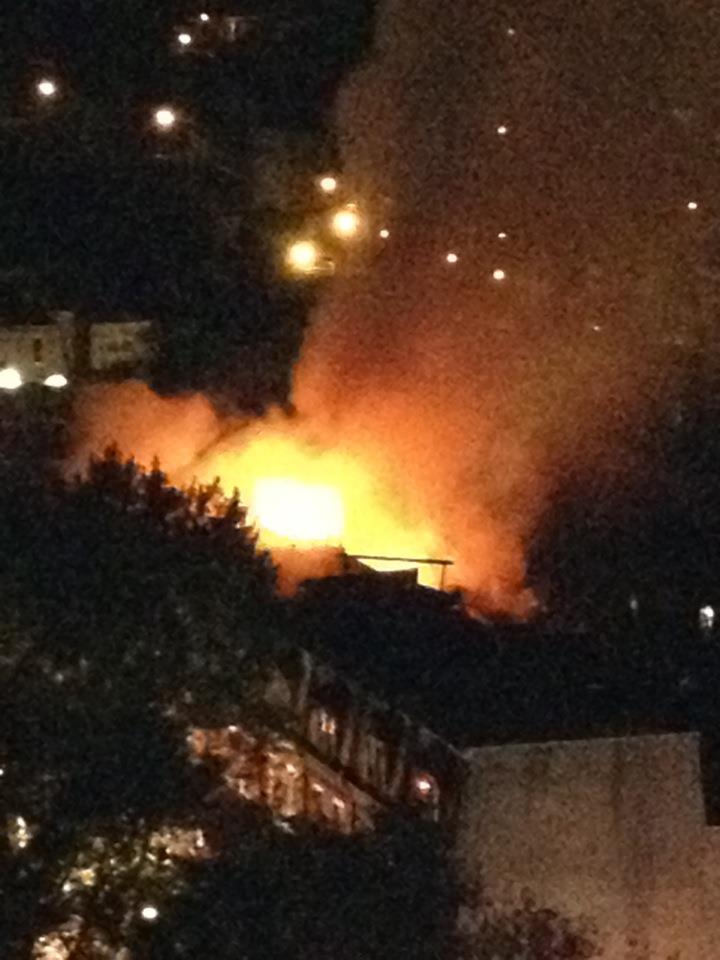 Early morning fire at 437-439 Chambers Avenue, June 15, 2012, photograph by Cheryl Irwin