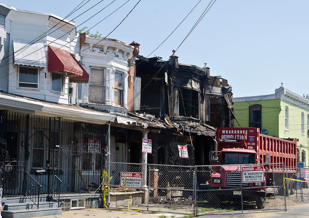 1083, 1085, 1087, 1089 and 1091 Thurman Street after the fire, July 1, 2012