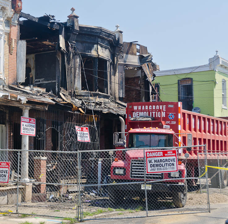 1087, 1089 and 1091 Thurman Street after the fire, July 1, 2012