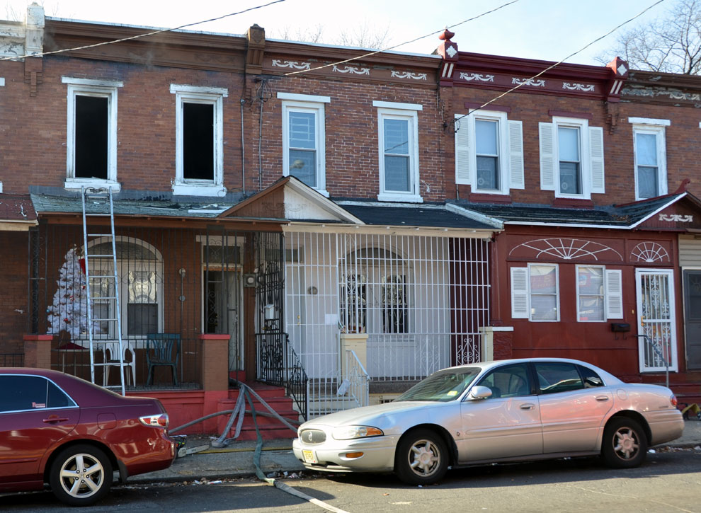 7, 9, and 11 Leonard Avenue during the December 3, 2011 fire
