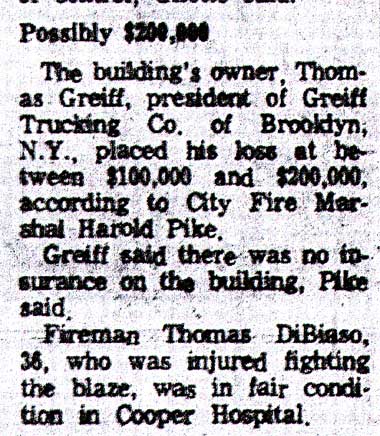 Camden Courier-Post December 20, 1971 — continued — loss possibly $200,000