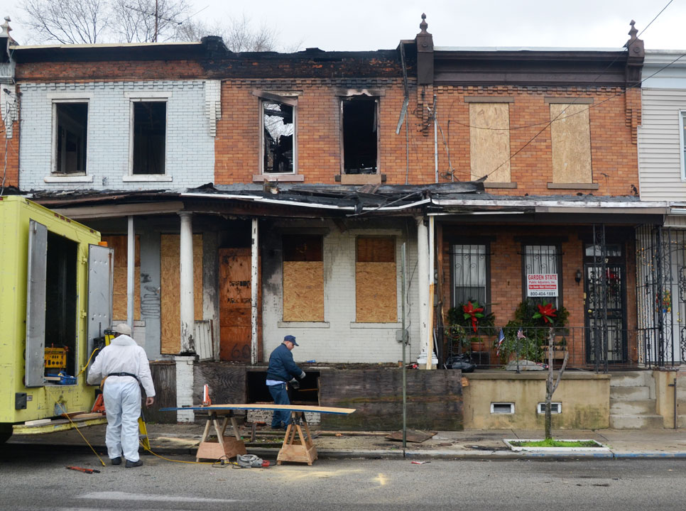 58, 60, and 62 South 24th Street, houses damaged by fire, December 23, 2011