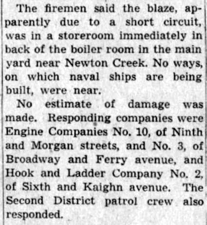 Storeroom Blazes at N.Y. Ship Plant continued — Camden Courier-Post, July 26, 1941