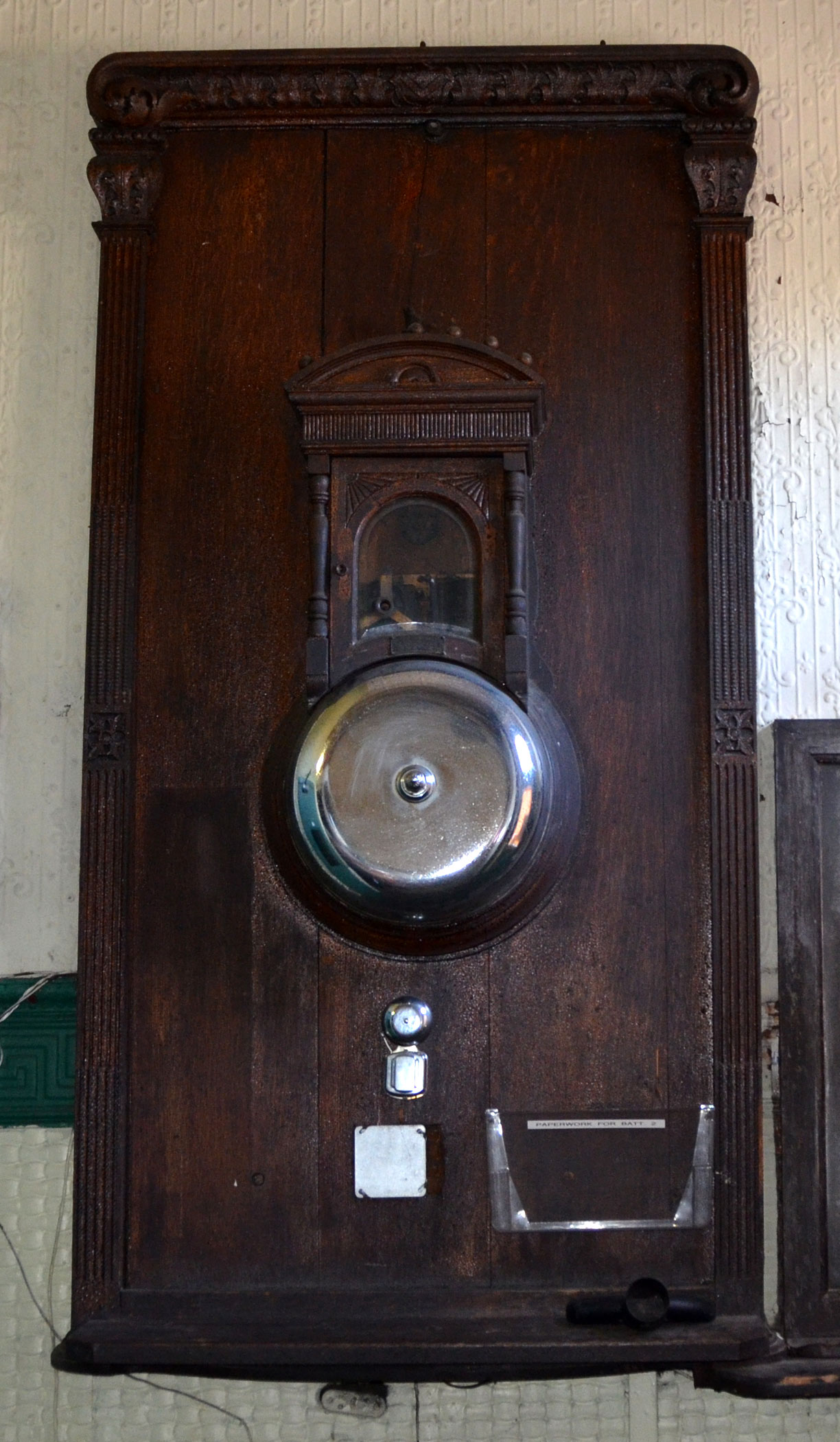Bell and blackboard at Engine Company 11 firehouse, December 14, 2011
