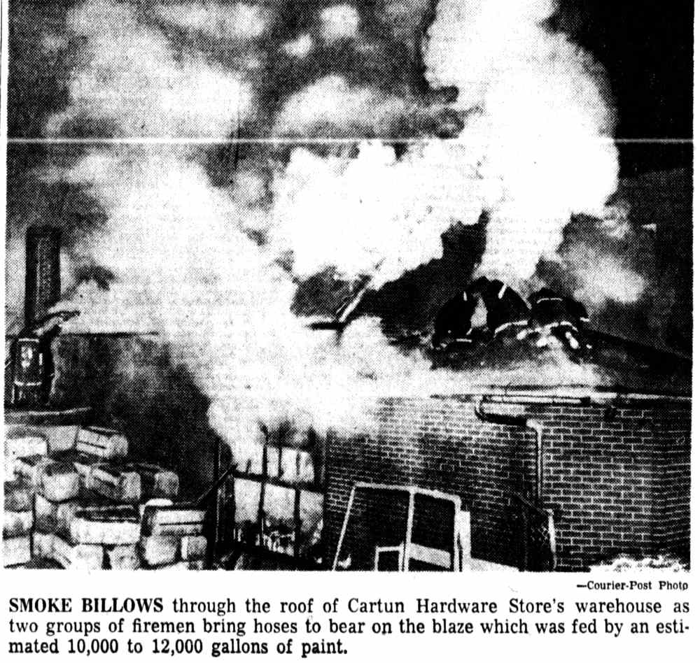 Flames Rake Warehouse in East Camden, Camden Courier-Post, December 22, 1961, page 1