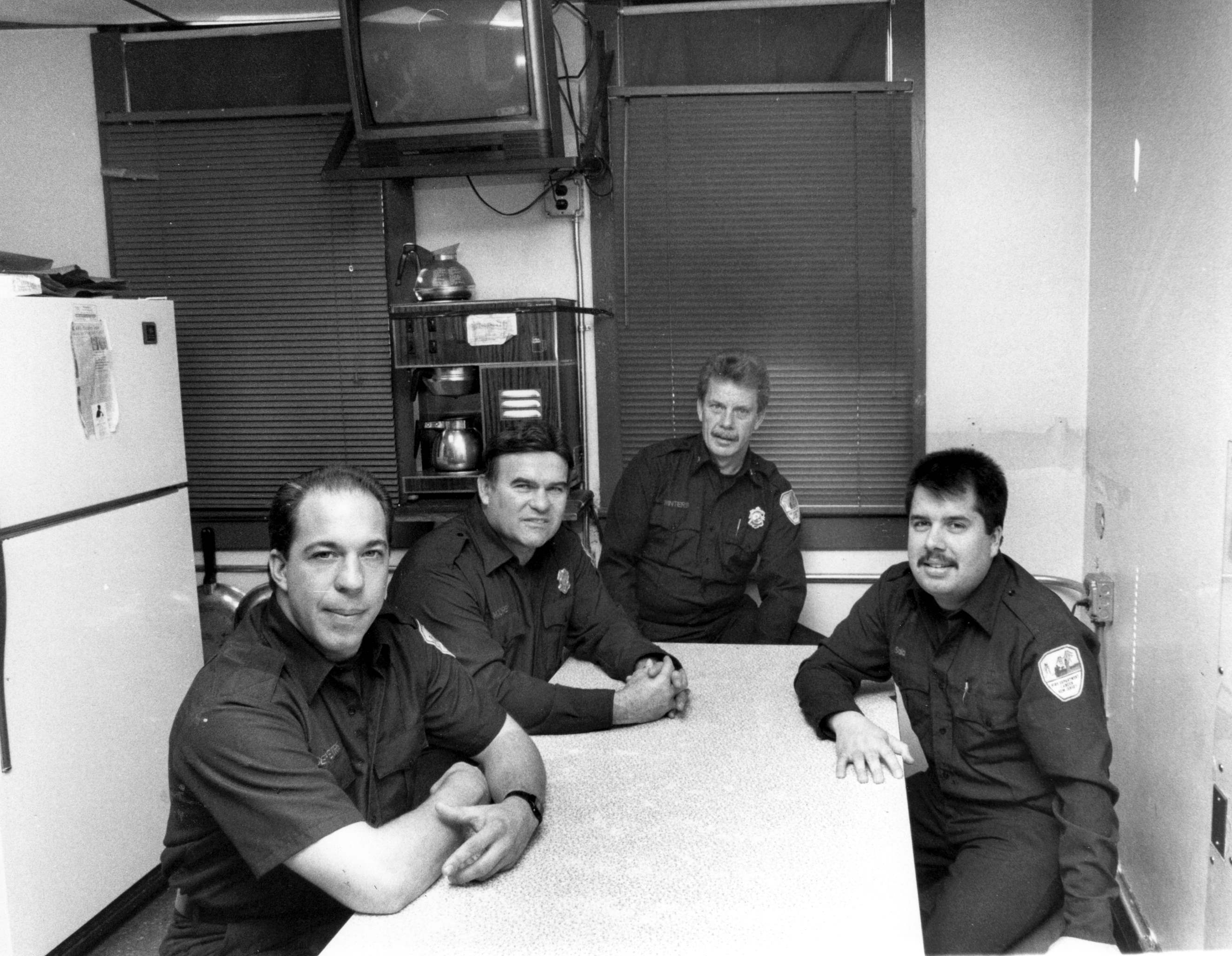 Engine Company 11, 1994 — From left: Greg DePetris, Glen Moore, Anthony Winters, Frank Saia