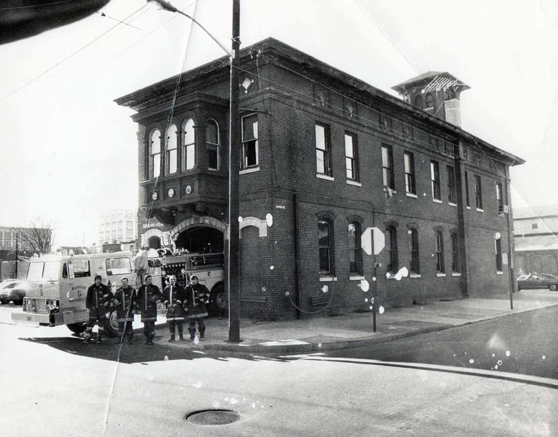 Engine Company 6 circa 1984 — Jerry Garten Jr., Captain Stanley Wysocki, Robert Basile, Charles Panelli, Gus Barbetta