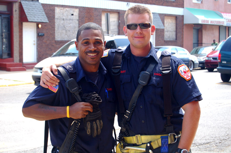 Firefighters David Goree and Daniel Seybert, Squad Company 7 100th anniversary, July 1, 2010