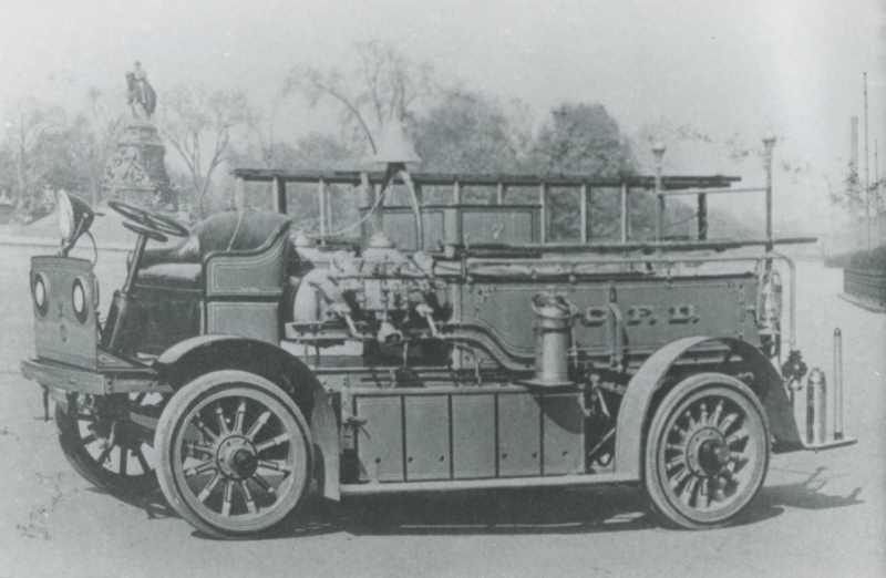 Engine Company 7, circa 1916 — 1910 American LaFrance combination hose and chemical wagon rebuilt by The Commercial Truck Company of America