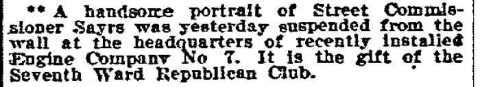Philadelphia Inquirer, August 14, 1910 — Camden News Notes: portrait of Street Commissioner Sayrs at Engine Company No. 7