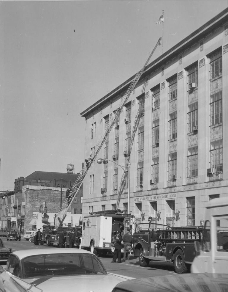 Fire Prevention Week lobby display, U.S. Post Office, 1963
