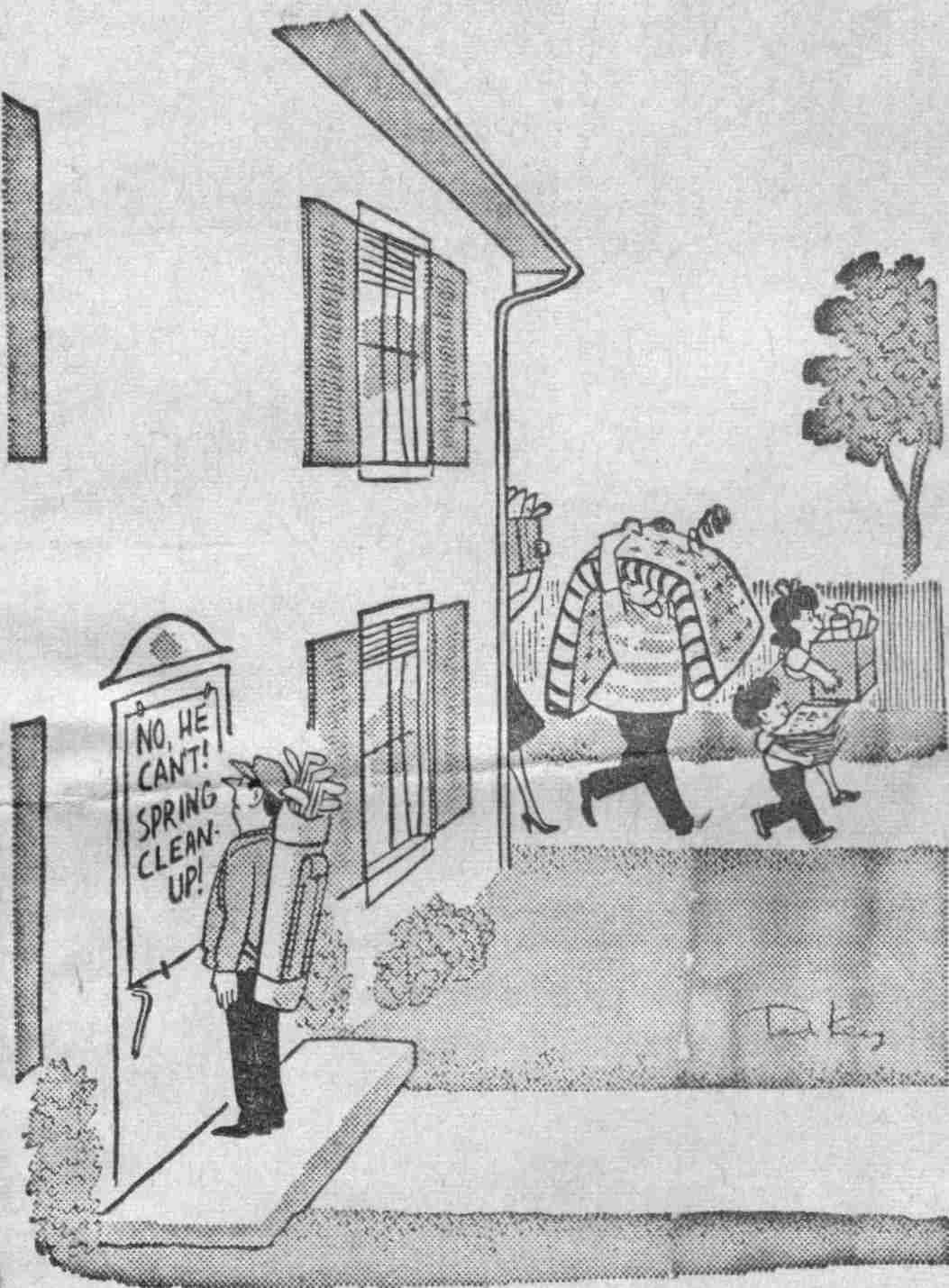 Editorial cartoon about spring cleanup, Camden Courier-Post, May 1964