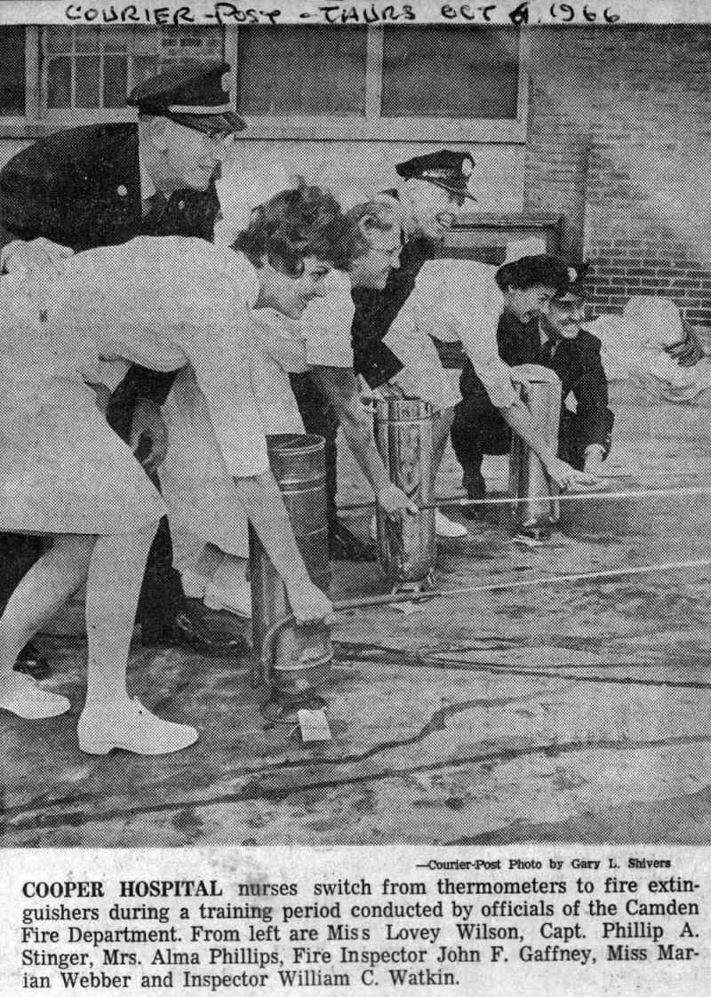 Fire drill at Cooper Hospital, October 6, 1966