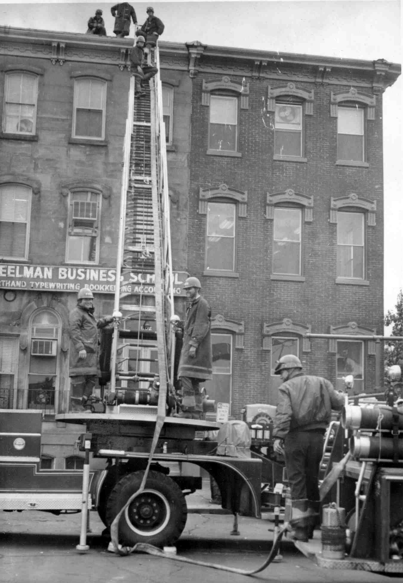 Fire training at Steelman Business School, 502 Linden Street, 1968 — photo 1