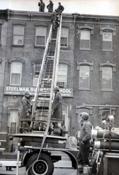 Ladder Company 2 at Steelman Business School, 502 Linden Street, 1968, photo 2