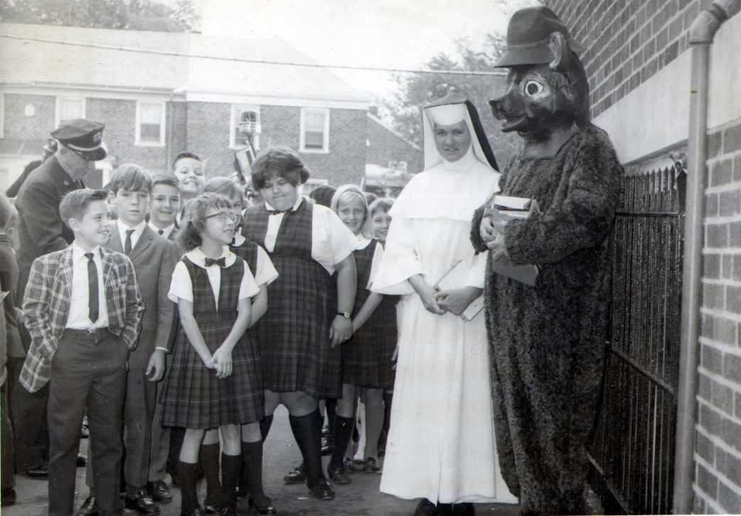 Sparky and Smokey at St. Joan of Arc School, 1966, photo 2