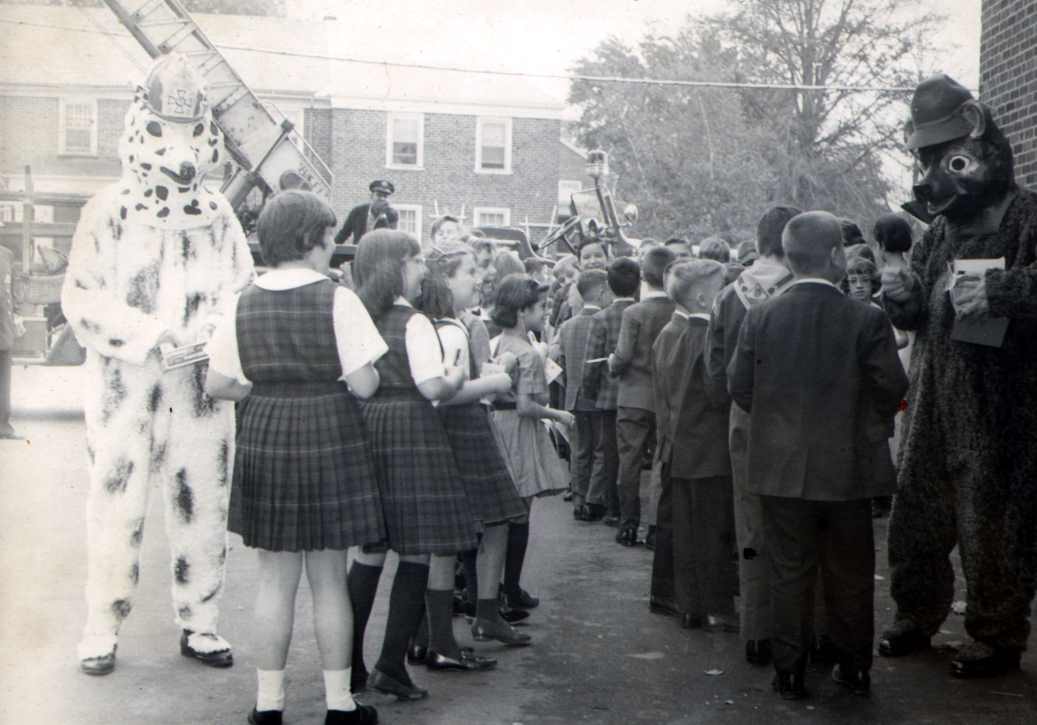 Sparky and Smokey at St. Joan of Arc School, 1966, photo 3