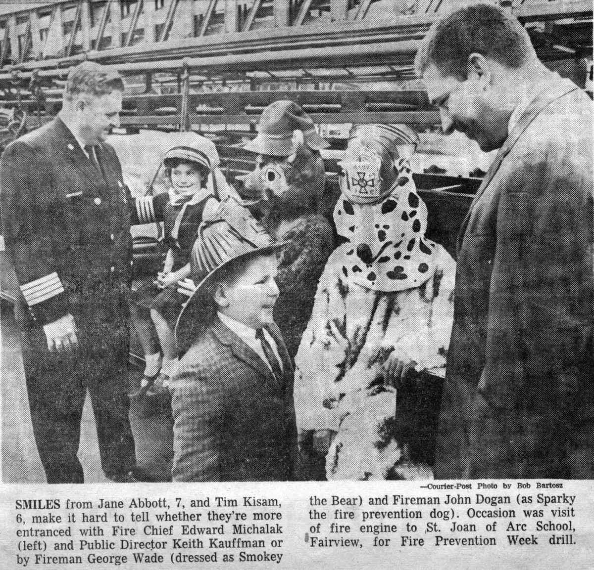 Sparky and Smokey at St. Joan of Arc School, 1966