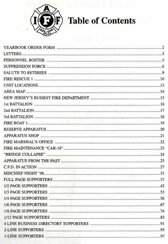 Table of contents