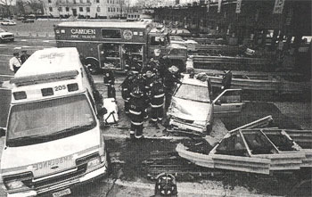 Rescue Company 1 going in service at Benjamin Franklin Bridge Toll Plaza accident