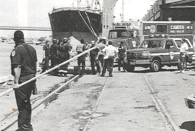 June 27, 1996, members from Rescue Company 1, Engine Company 1, and Battalion 1 at the Beckett Street Terminal