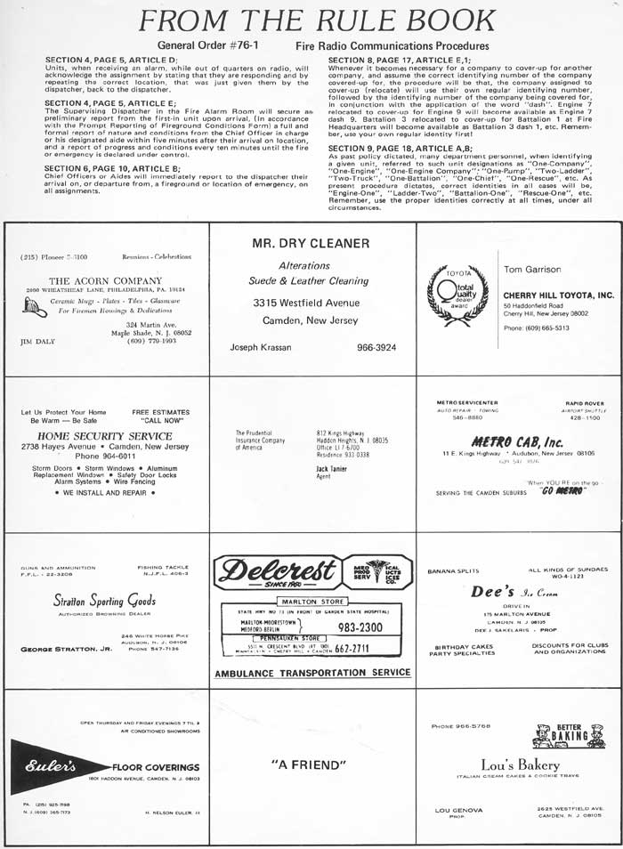 Camden Fire Department — Fire Watch Magazine, Spring 1977, page 19