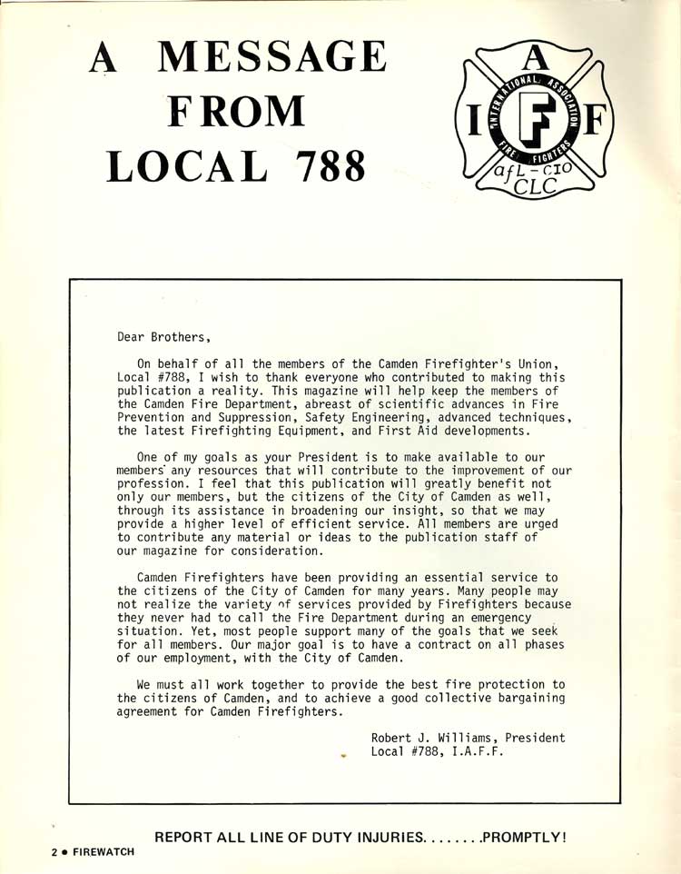 Fire Watch Magazine, Spring 1977 — inside cover
