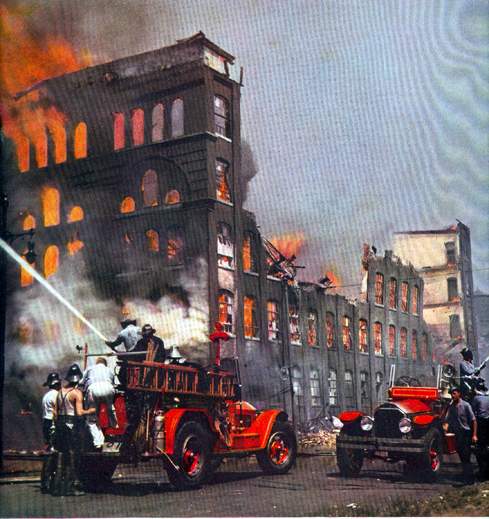 The Hollingshead fire, Camden, NJ, July 30, 1940 — color photo, alternate view