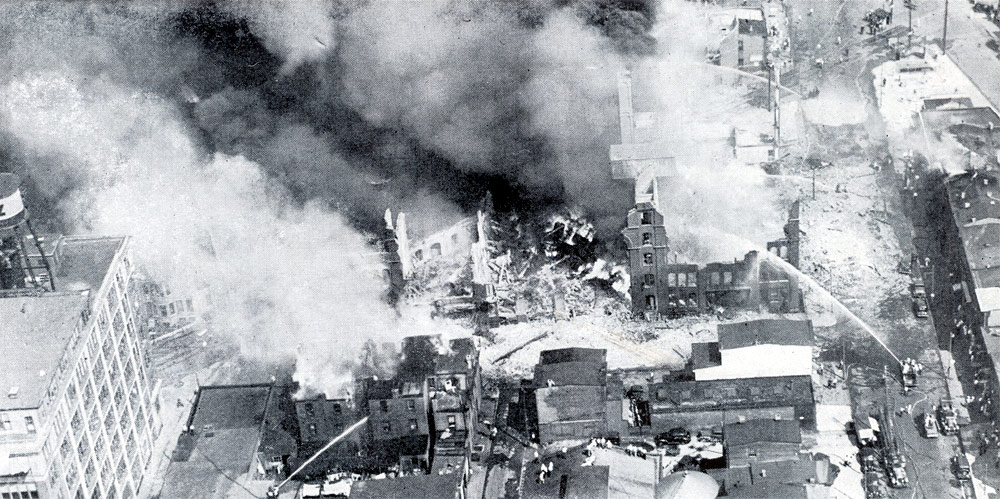 Looking east toward the main plant group of the R. M. Hollingshead Corp.