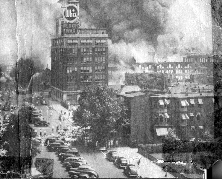 The Hollingshead fire as seen from North 7th Street and Cooper Street, Camden, NJ
