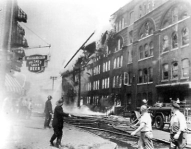 MacDougall's Tavern at far left as the Hollingshead fire extends onward, July 13, 1940