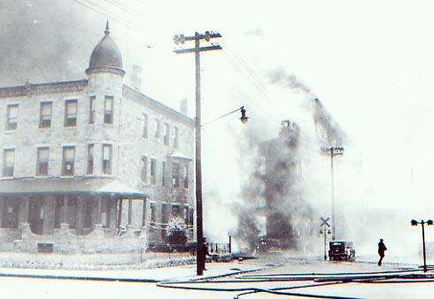 900 Cooper Street — aftermath of the R.M. Hollingshead factory fire, 1940