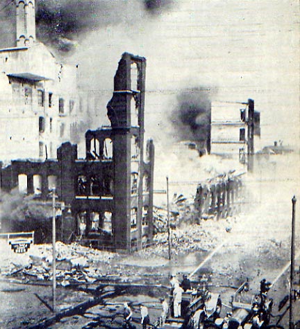 Only the charred skeleton of the Hollingshead paint factory remains, Camden, NJ, July 30, 1940