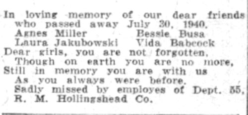Camden Courier-Post, July 31, 1941 — Hollingshead fire memorials