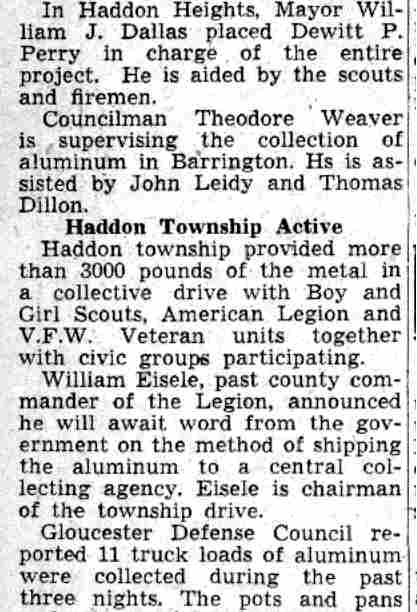 City Yields 10,000 Aluminum Articles continued — Camden Courier-Post, July 25, 1941