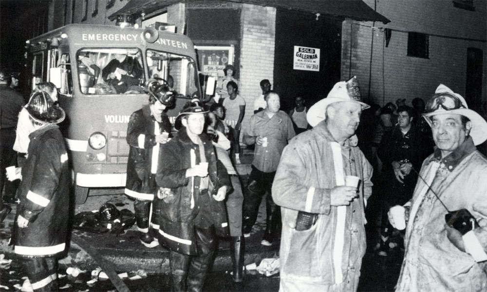 Chief Michalak with Deputy Chief Saponare at Fourth Alarm fire, August 23 1972