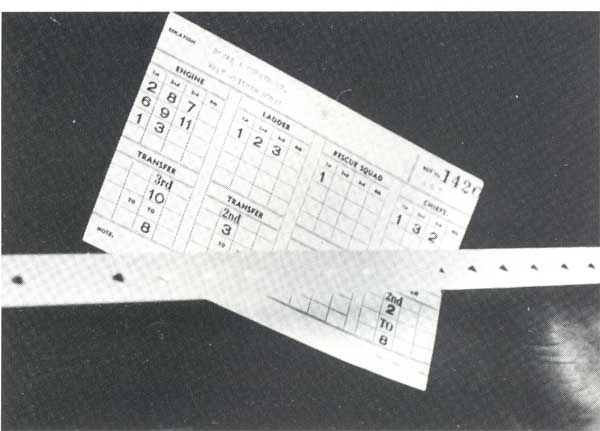 Gamewell gong and register circuit apparatus, Camden Fire Department, showing box assignment card for Walt Whitman Hotel