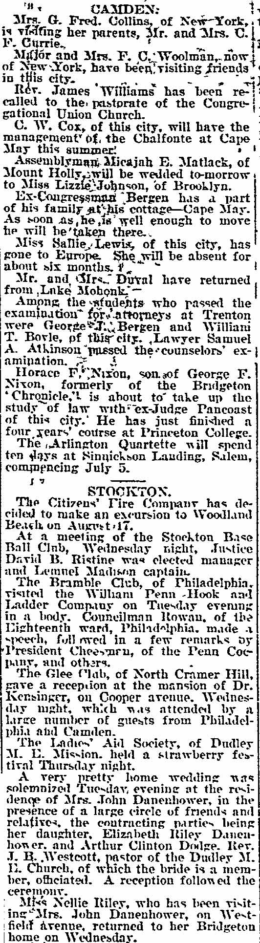 Philadelphia Inquirer, June 17, 1894 — Citizens Fire Company No. 1 and William Penn Hook & Ladder Company
