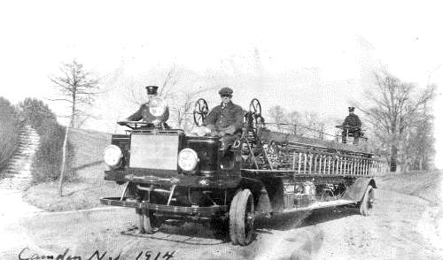 Ladder Company 1, February 1914, with 1914 American LaFrance 75 Foot Aerial Ladder