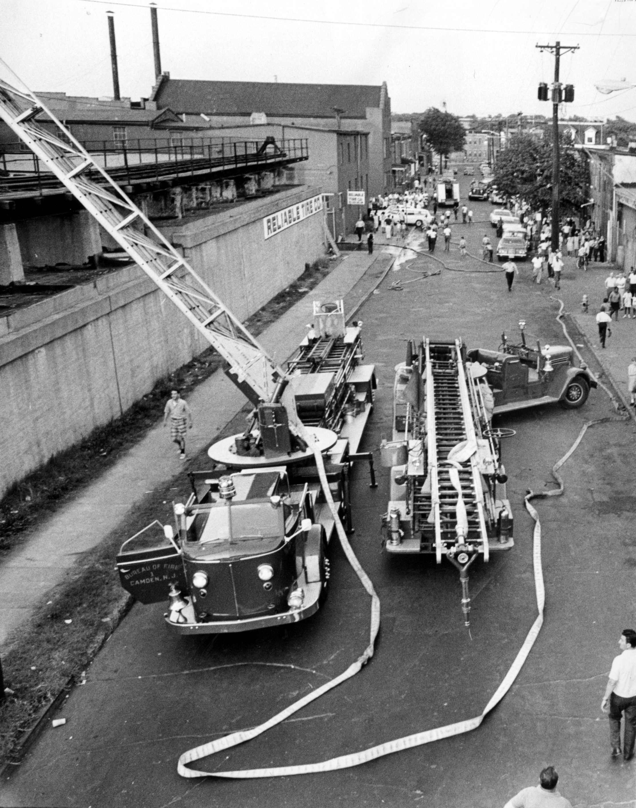 Looking east on Chestnut Street from Orchard Street, 1965, Camden Fire Department Ladder Companies 1 and 2
