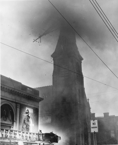 Ladder Company 2 rendering mutual aid in Gloucester City — March 10, 1960