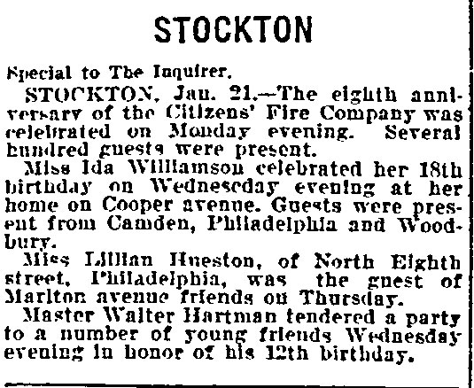 Philadelphia Inquirer, January 22, 1899 — Citizens Fire Company No. 1