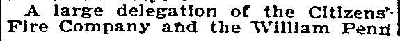 Philadelphia Inquirer, October 6, 1895 — Citizens Fire Company and William Penn Hook & Ladder Company, page 1