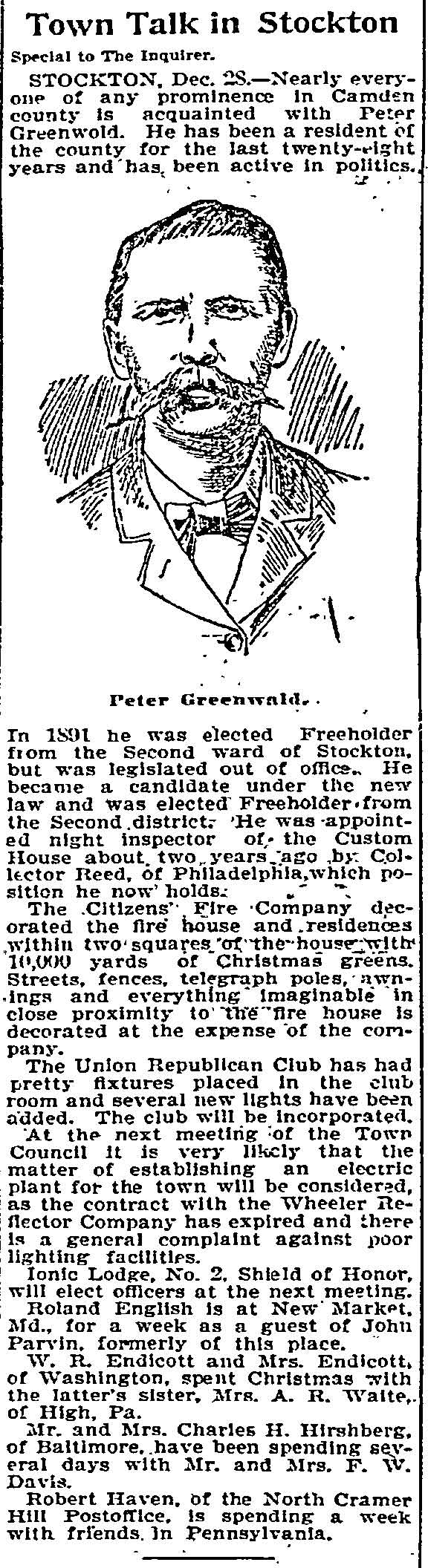 Philadelphia Inquirer, December 29, 1895 — Citizens Fire Company No. 1