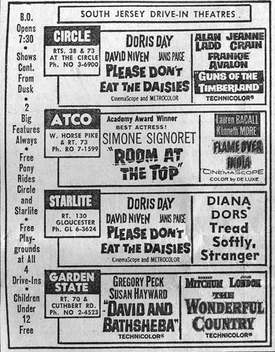 Drive-in theatre advertisement, June 10, 1960