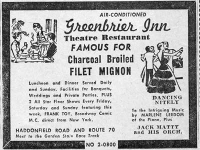 Green Briar Inn advertisement, June 10, 1960