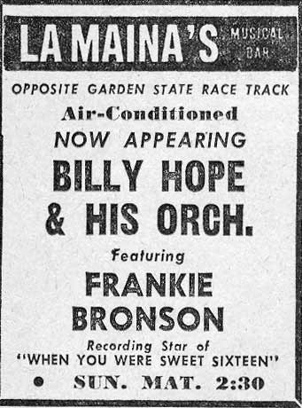 La Maina featuring Billy Hope advertisement, June 10, 1960