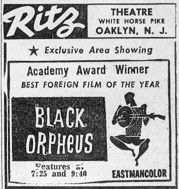Ritz Theatre, Oaklyn advertisement, June 10, 1960