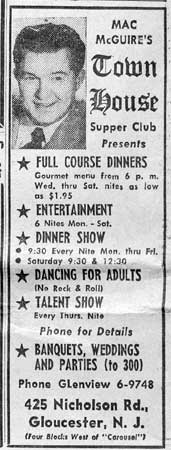 Townhouse, Gloucester City advertisement, June 10, 1960