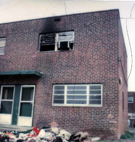 Chelton Terrace after a fire — 1974